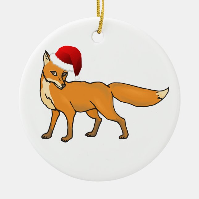 Adorno De Cerámica Fox del navidad (Frente)