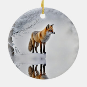 Adorno De Cerámica Fox en la nieve, Navidades hermosos de la vida sal