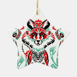 Adorno De Cerámica Fox indio del nativo americano costero del norte