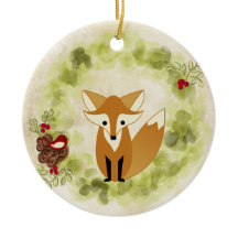 Fox personalizada de Woodland y Wreath de vacacion