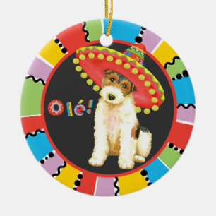 Adorno De Cerámica Fox terrier del alambre de la fiesta