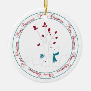 Adorno De Cerámica Fox y Árbol de Navidad desde nuestra casa a la tuy