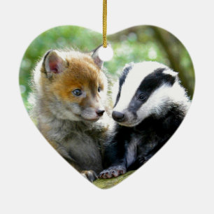 Adorno De Cerámica Foxcub y Badger Cute!