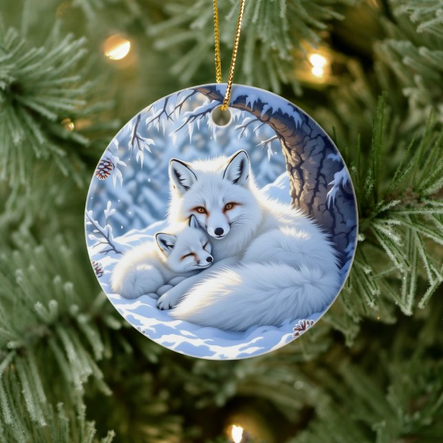 Adorno De Cerámica Foxes Themed Personalized Christmas (Árbol)