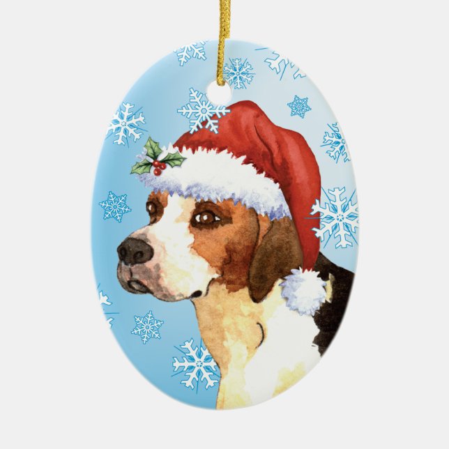 Adorno De Cerámica Foxhound inglés de Happy Howlidays (Frente)