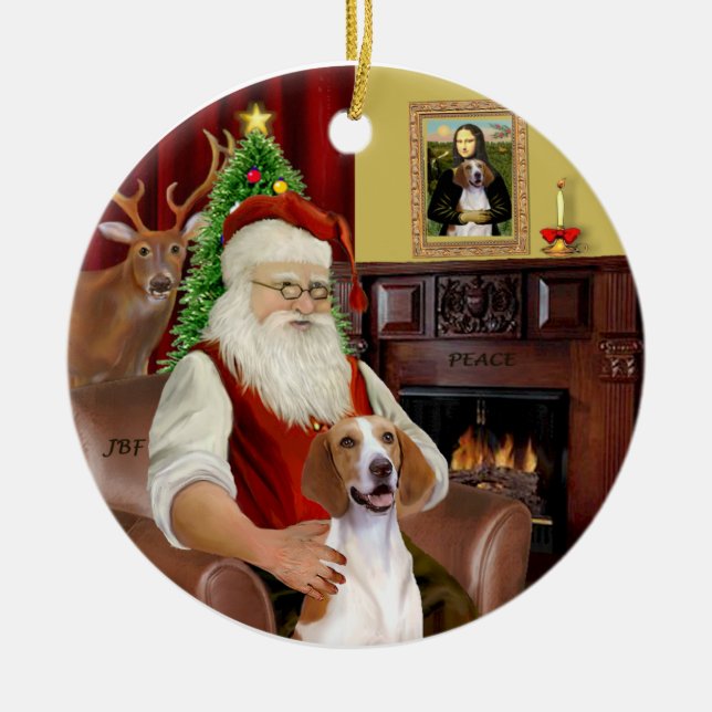Adorno De Cerámica Foxhound Santa-Americano (Frente)