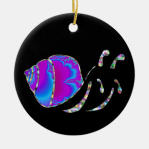 Adorno De Cerámica Fractal Blue y Purple Snack Shell