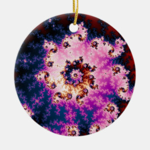Adorno De Cerámica Fractal de Navidades de sueño rosa
