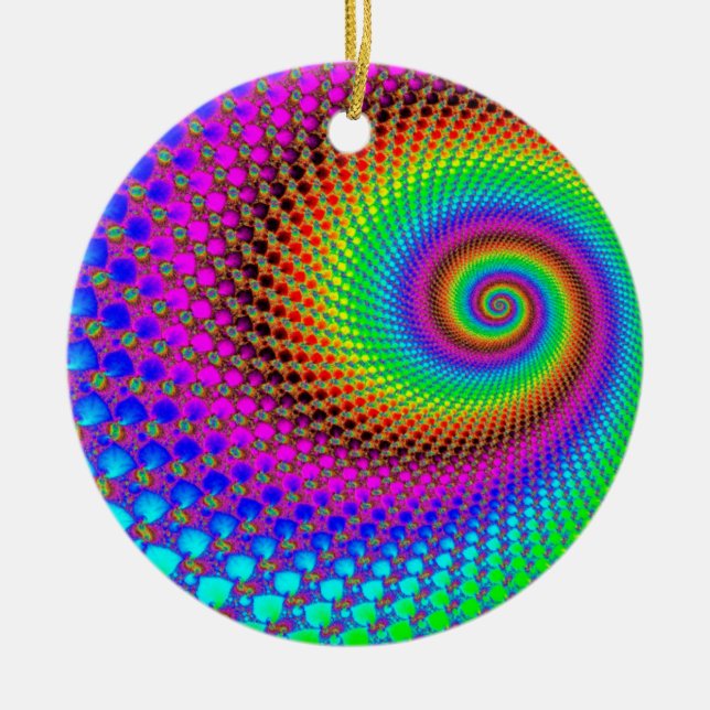 Adorno De Cerámica Fractal espiral abstracta (Frente)