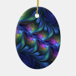 Adorno De Cerámica Fractal verde rosa azul luminoso colorido abstract