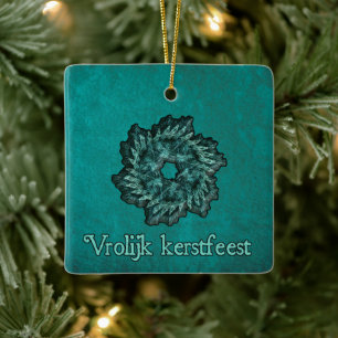 Adorno De Cerámica Fractal Wreath - Vrolijk kerstfeest