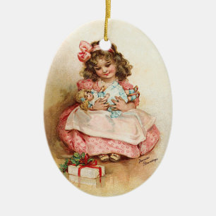 Adorno De Cerámica Frances Brundage - chica con la muñeca