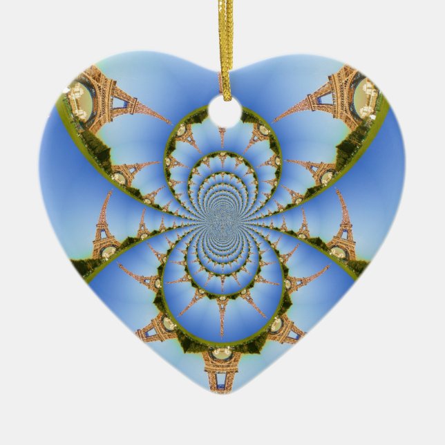 Adorno De Cerámica Francia Paris Torre Eiffel Kaleidoscope Azul Logra (Frente)