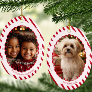 Adorno De Cerámica Franja de Caramelo Moderno de Navidad 2 Fotos