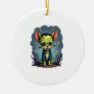 Adorno De Cerámica Frankenstein Chihuahua Choque