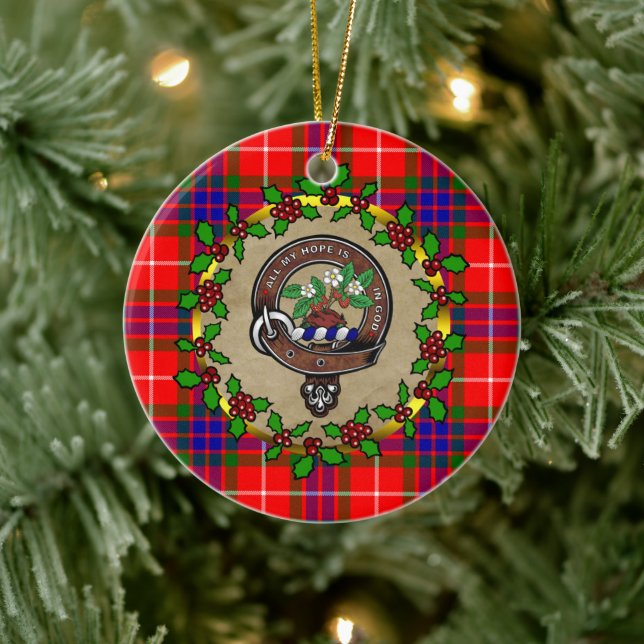 Adorno De Cerámica Fraser Clan Badge & Tartan Personalizado Xmas (Árbol)