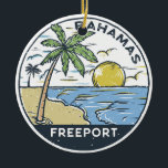 Adorno De Cerámica Freeport Bahamas Vintage<br><div class="desc">Diseño de arte vectorial Freeport. Freeport es la ciudad principal de Grand Bahama,  una isla al noroeste de las Bahamas frente a la costa de Florida.</div>