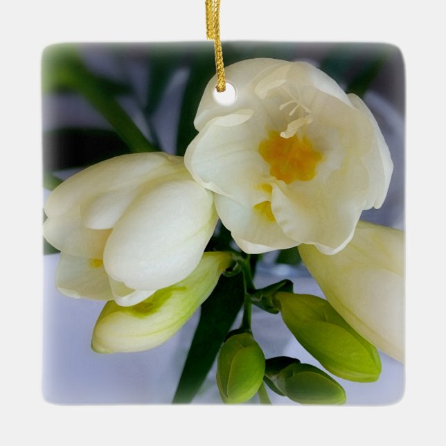 Adorno De Cerámica freesia amarillo blanco (Anverso)
