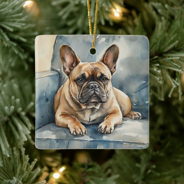 Adorno De Cerámica French Bulldog (Árbol)