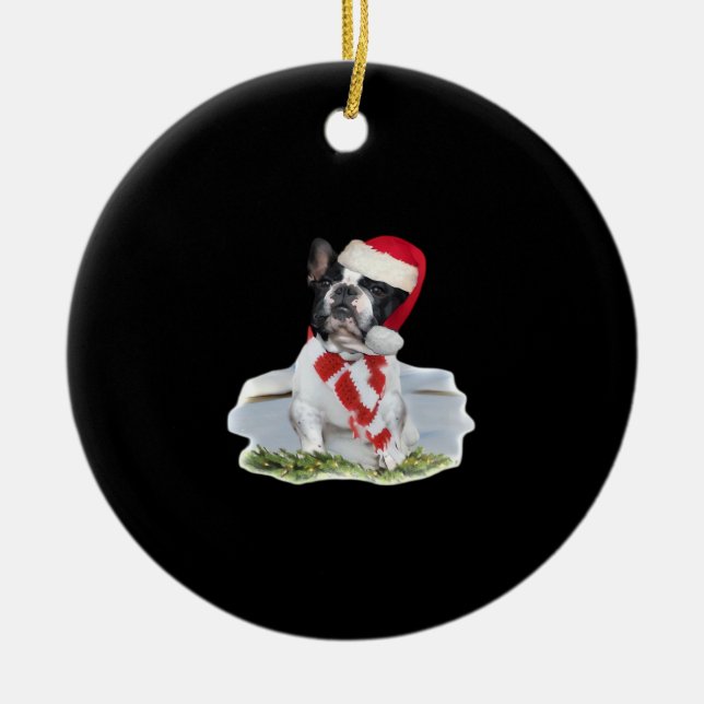 Adorno De Cerámica French Bulldog Christmas Day Holidays Gifts Classi (Frente)