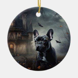 Adorno De Cerámica French Bulldog Halloween de Terror