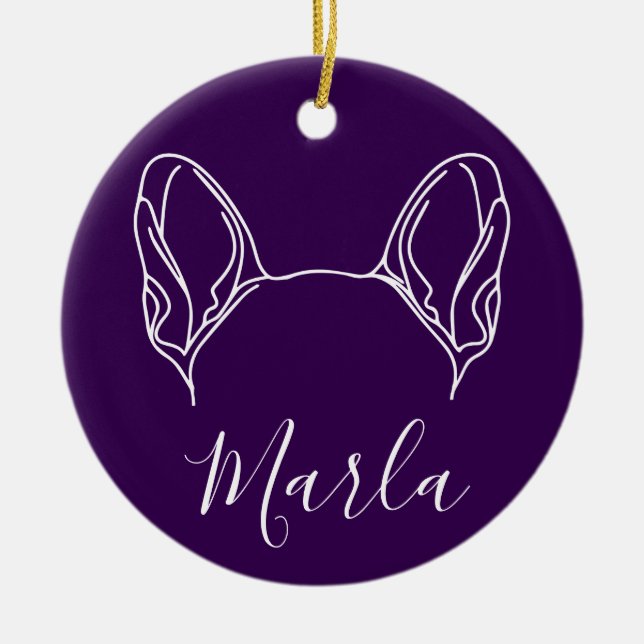 Adorno De Cerámica French Bulldog Ornament (Om Logo) (Frente)