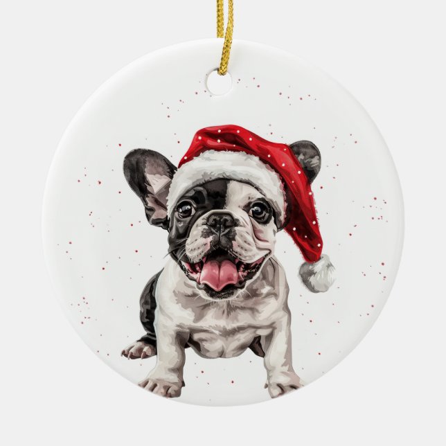 Adorno De Cerámica French Bulldog Puppy Dog Christmas Personalized (Frente)