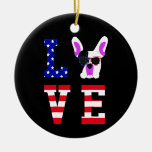 Adorno De Cerámica Frenchie Gift   Guay Cute Love Bulldog francés