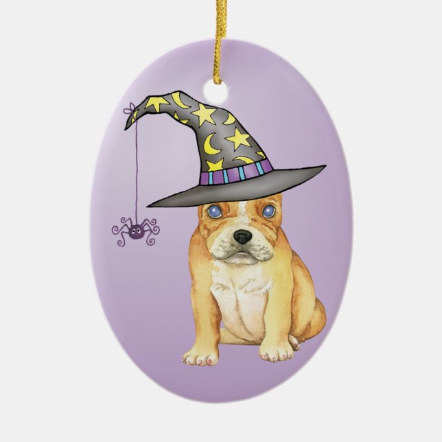 Adorno De Cerámica Frenchie Witch (Frente)