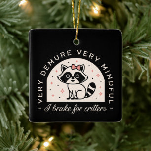 Adorno De Cerámica Freno por el mapache divertido de las criaturas