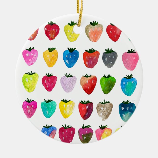 Adorno De Cerámica Fresa dulzura linda fruta acuarela (Frente)