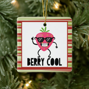 Adorno De Cerámica Fresa Fría con Gafas - Berry Cool