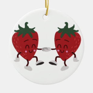 Adorno De Cerámica Fresas bailarinas