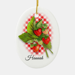 Adorno De Cerámica Fresas en la guinga, "te amo baya mucho "