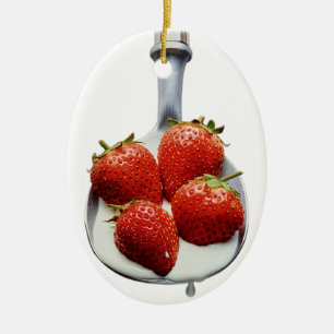 Adorno De Cerámica Fresas y Crema