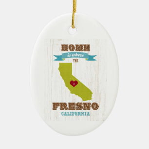 Adorno De Cerámica Fresno, California Map - Home Es Donde Está El Co