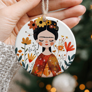 Adorno De Cerámica Frida Kahlo, de color acuarela y foto Personalizad