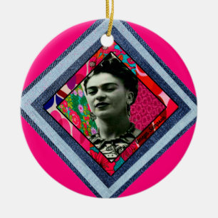 Adorno De Cerámica Frida Kahlo Retro Denim Diamond