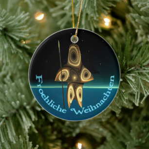 Adorno De Cerámica Froehliche Weihnachten - Cazador inuit fractal