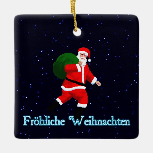 Adorno De Cerámica Froehliche Weihnachten - Santa Claus (Anverso)