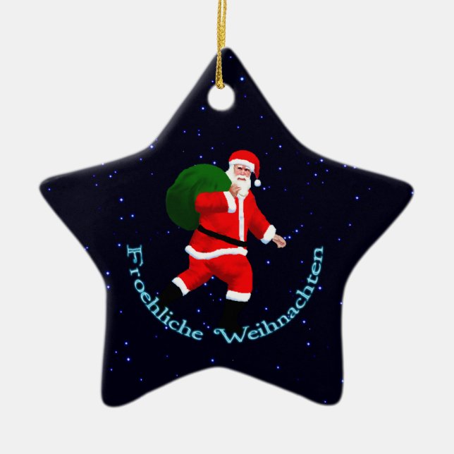 Adorno De Cerámica Froehliche Weihnachten - Santa Claus (Frente)