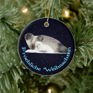 Adorno De Cerámica Froehliche Weihnachten - Sello anillado