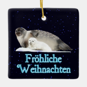 Adorno De Cerámica Froehliche Weihnachten - Sello anillado
