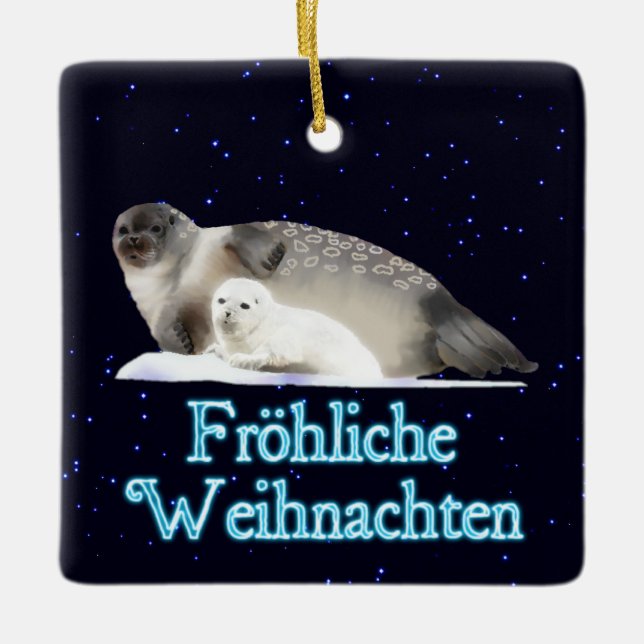 Adorno De Cerámica Froehliche Weihnachten - Sello anillado (Anverso)