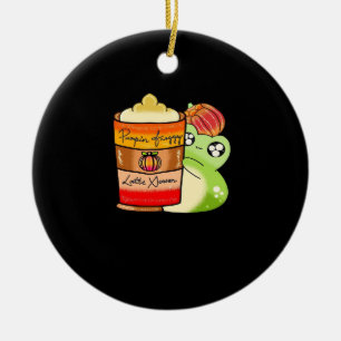 Adorno De Cerámica Frogg Drying Spicy Pumpkin Latte