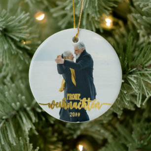 Adorno De Cerámica Frohe Weihnachten Navidades alemanes 2 Collages de