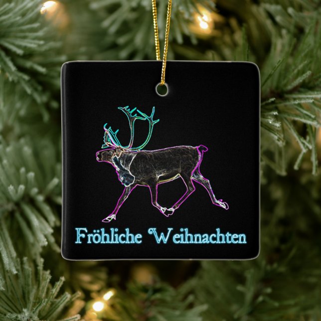 Adorno De Cerámica Frohliche Weihnachten - Caribou eléctrico (Árbol)