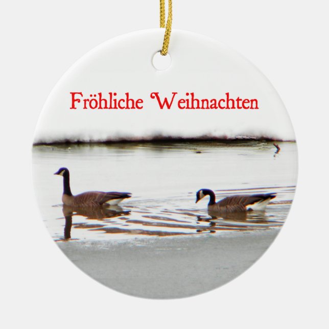 Adorno De Cerámica Frohliche Weihnachten - Honkers - Canadá Geese (Frente)
