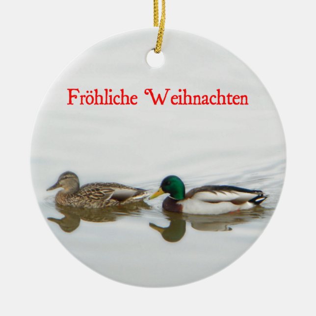 Adorno De Cerámica Frohliche Weihnachten - Mallards (Frente)