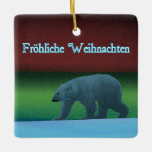 Adorno De Cerámica Frohliche Weihnachten - Oso Polar de Luces Polares
